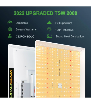 Mars Hydro TSW-2000 300W 2.6umol/J LED Grow Light Full Spectrum